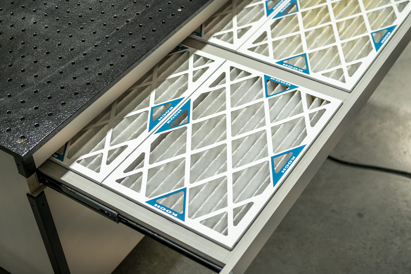 Slide-out filter drawer with pleated filters